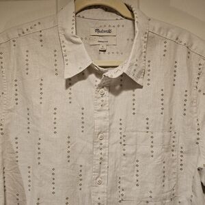 Madewell Men's Off-White Patterned Shirt Made Of Hemp And Cotton